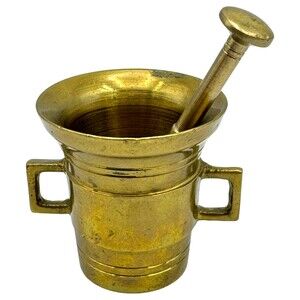 2.5 in Mortar And Pestle 4  Heavy Solid Brass Pharmacy Apothecary Decorative